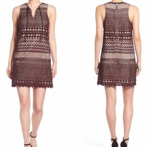 Chelsea28 Nordstrom Burgundy Crochet Fully Lined Sleeveless Shift Dress